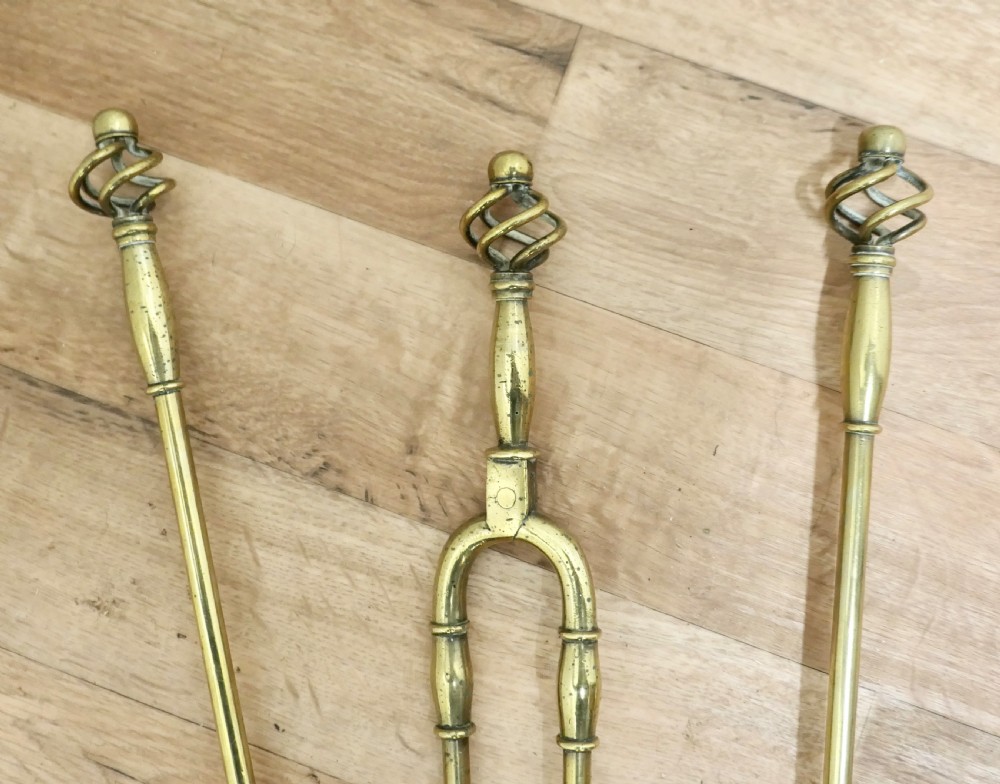 19th Century Set of  Gothic Twist Fireside Tools View III