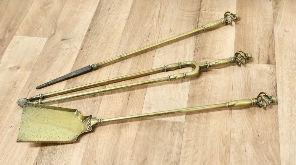 19th Century Set of  Gothic Twist Fireside Tools View V
