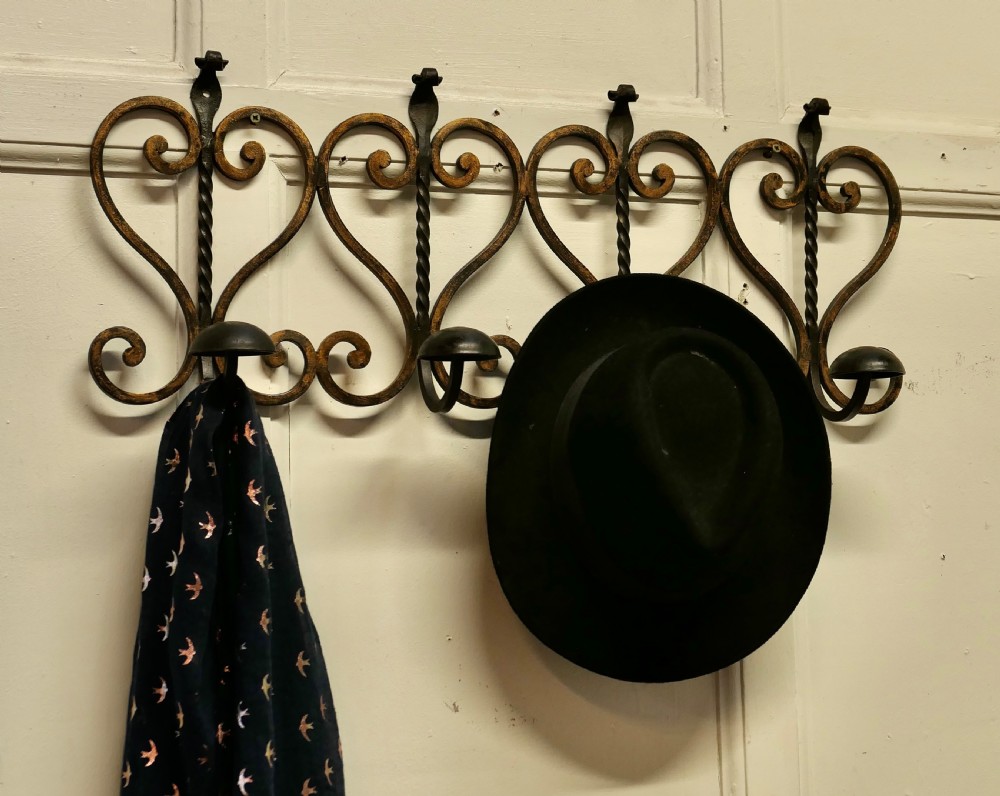 French Arts and Crafts Wrought Iron Hat and Coat Rack View IV