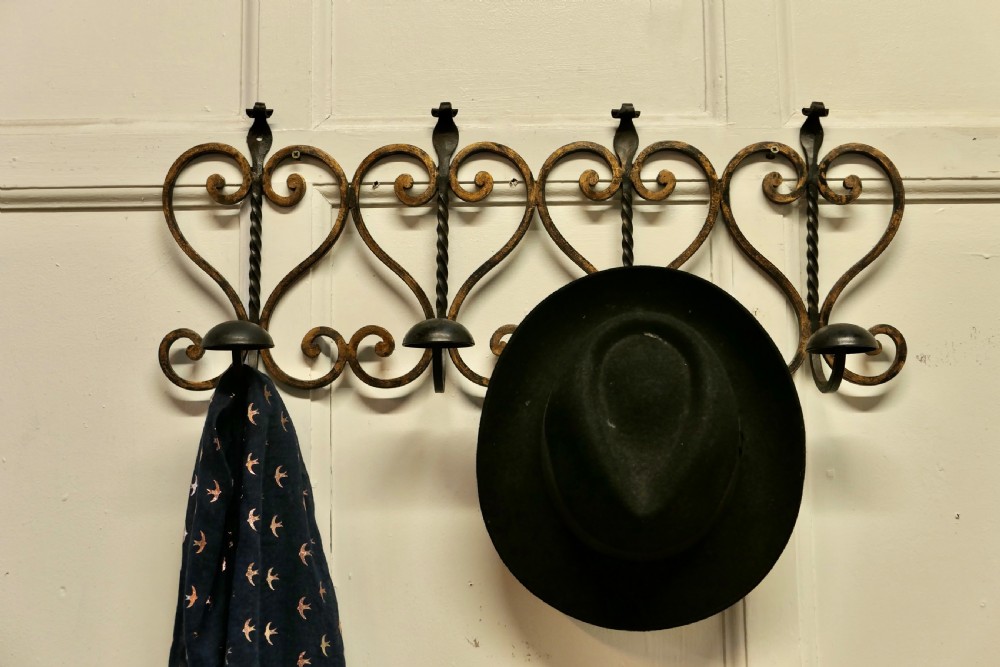 French Arts and Crafts Wrought Iron Hat and Coat Rack View V