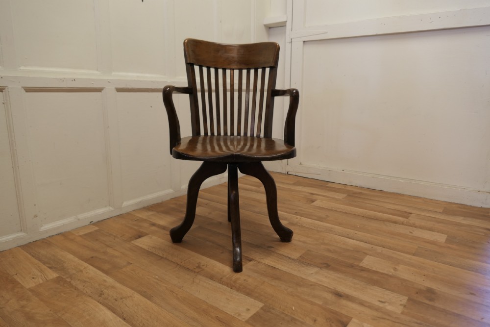 A 19th Century Swivelling Oak Office or Desk Chair  View VI