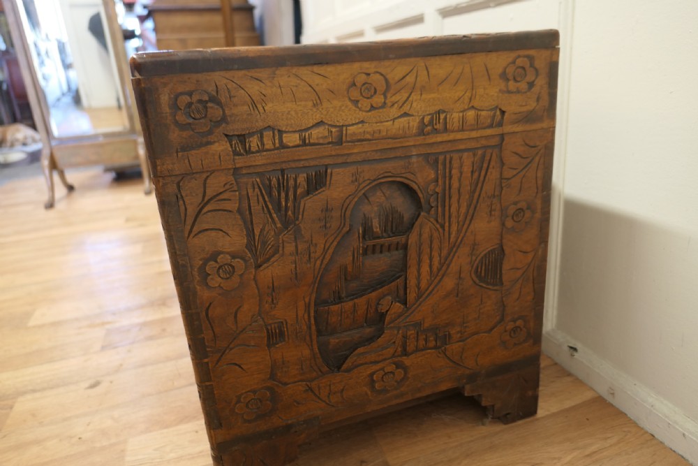 Large Oriental Carved Camphor Wood Chest View VI