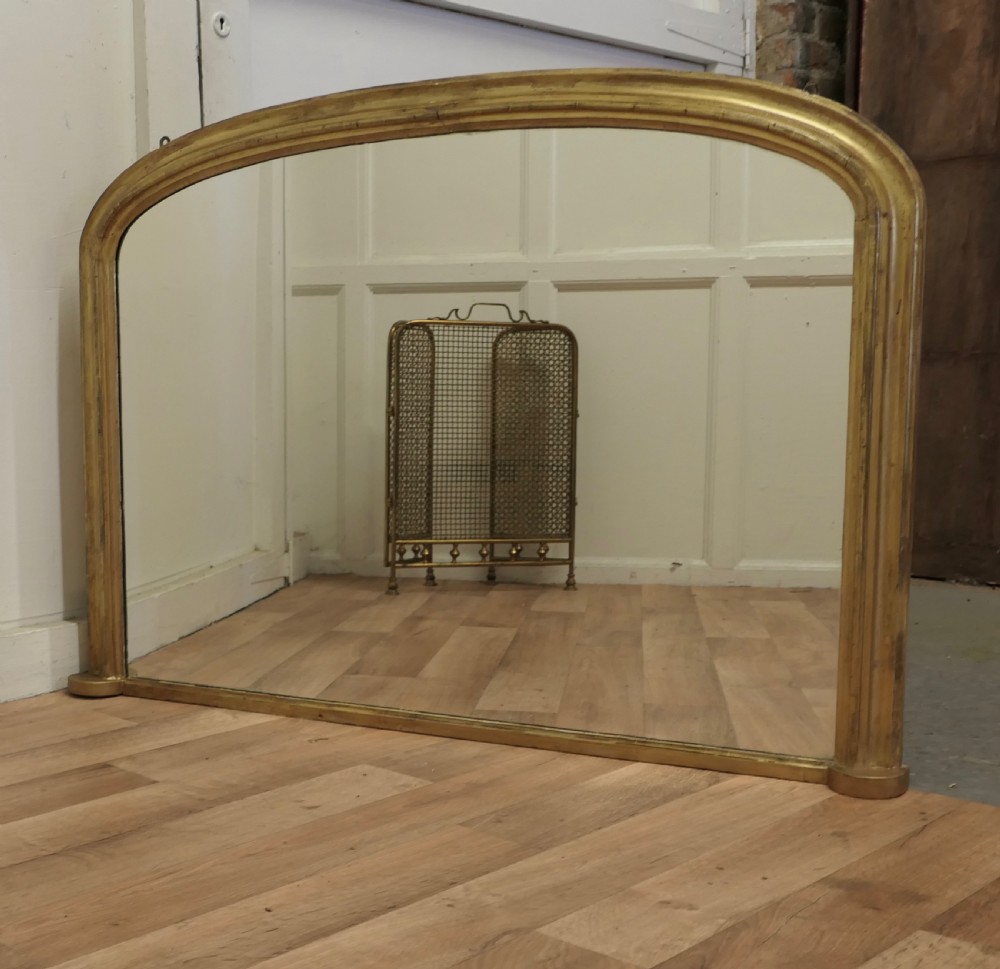 Victorian Original Shabby Gold Over-Mantle Mirror View VII