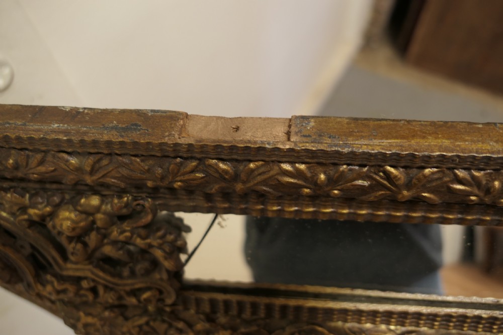 Large Early French Toleware Brass Cushion Mirror View IX