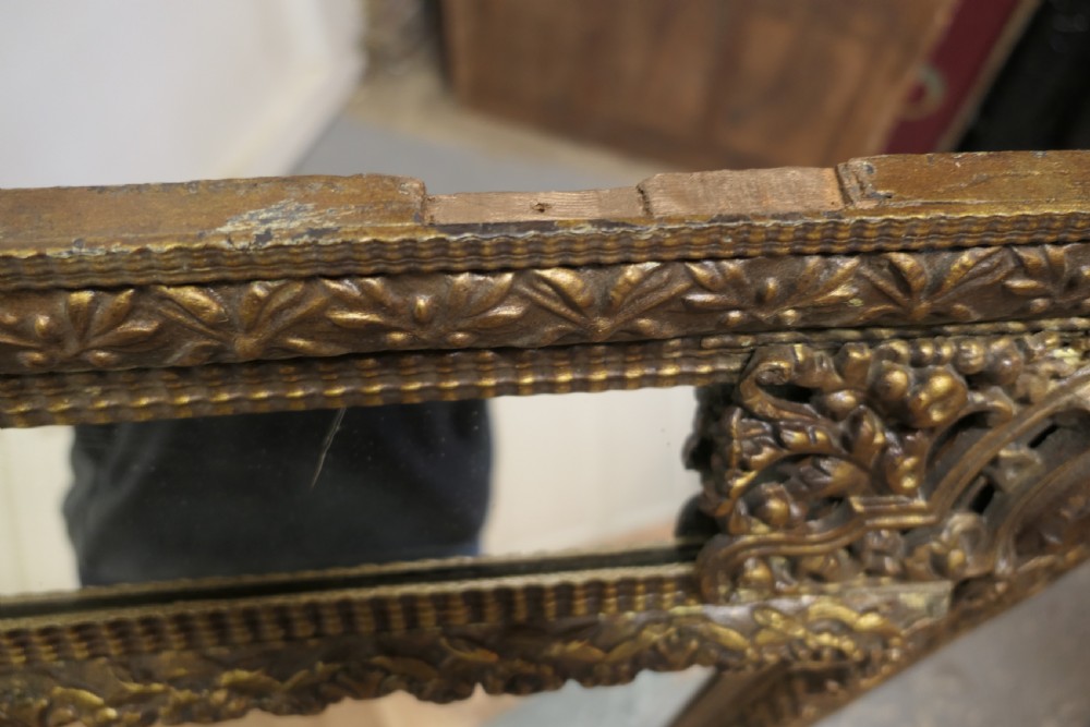 Large Early French Toleware Brass Cushion Mirror View X