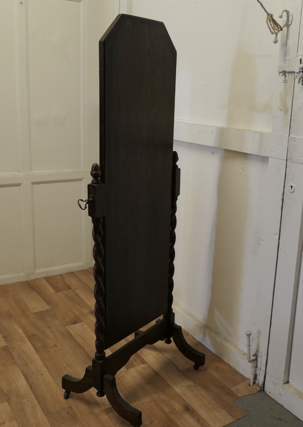 Oak Barley Twist Cheval Mirror   View VII