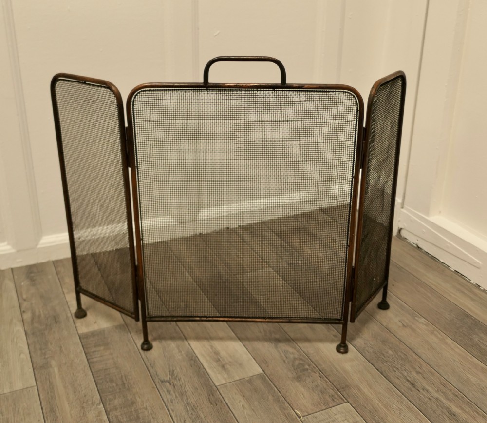 19th Century Folding Copper Fire Guard  View III