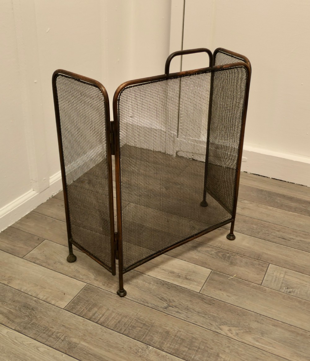 19th Century Folding Copper Fire Guard  View V