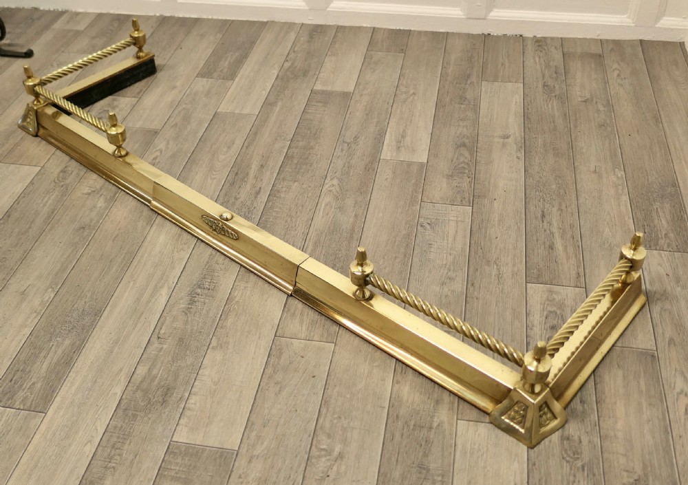Victorian Extending Barley Twist Brass Fender  View III