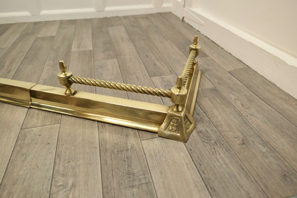 Victorian Extending Barley Twist Brass Fender  View IV