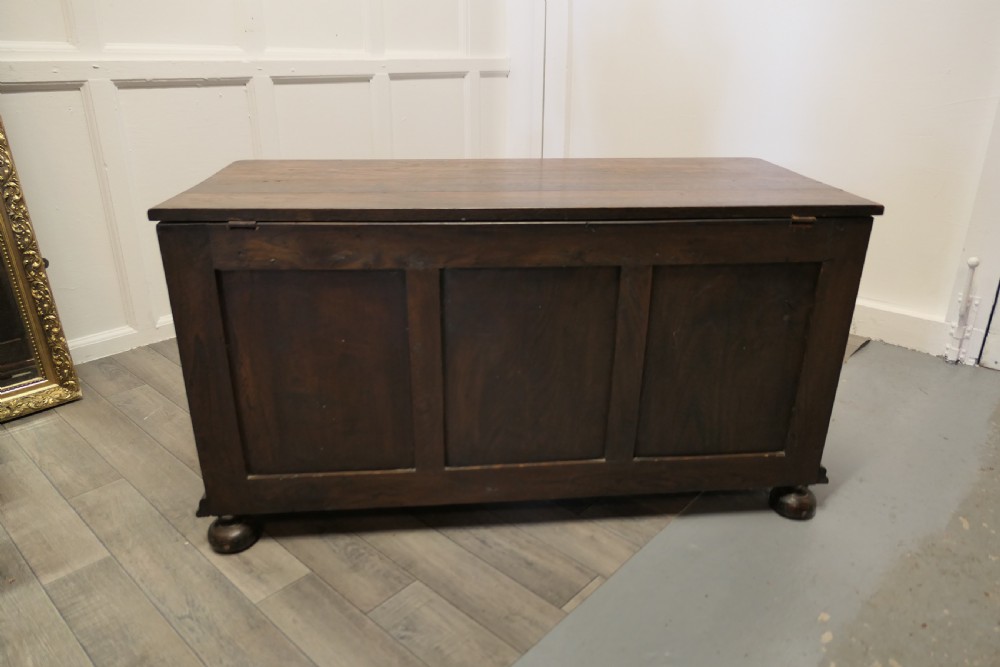 Arts and Crafts Carved Panelled Oak Coffer  View VII