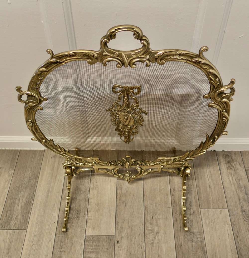 A Superb French Brass Rococo Fire Guard, Spark screen View II