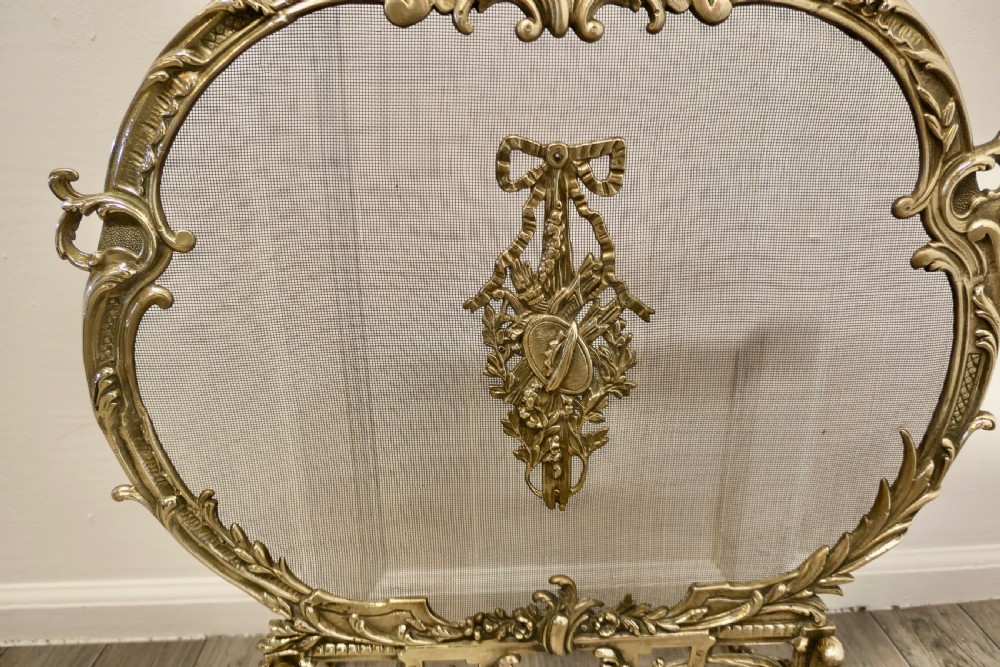 A Superb French Brass Rococo Fire Guard, Spark screen View III