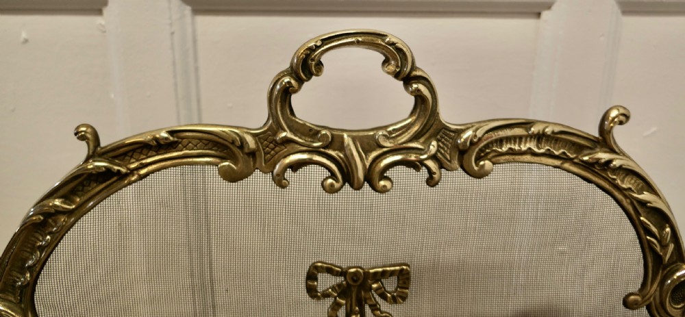 A Superb French Brass Rococo Fire Guard, Spark screen View IV