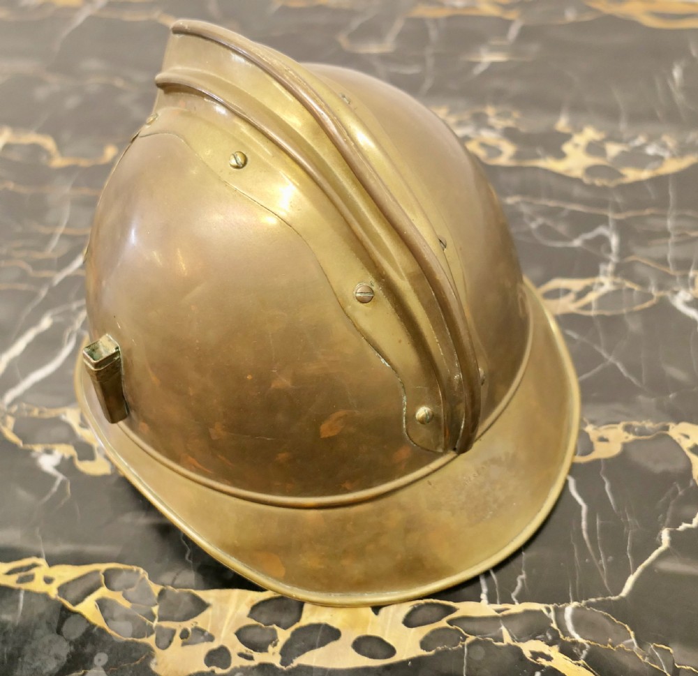 Original Brass French Sapeurs Pompiers d’ Autun Fireman’s Helmet View IV