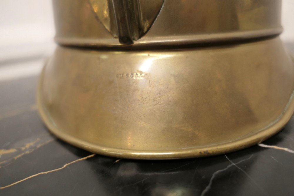 Original Brass French Sapeurs Pompiers d’ Autun Fireman’s Helmet View VII