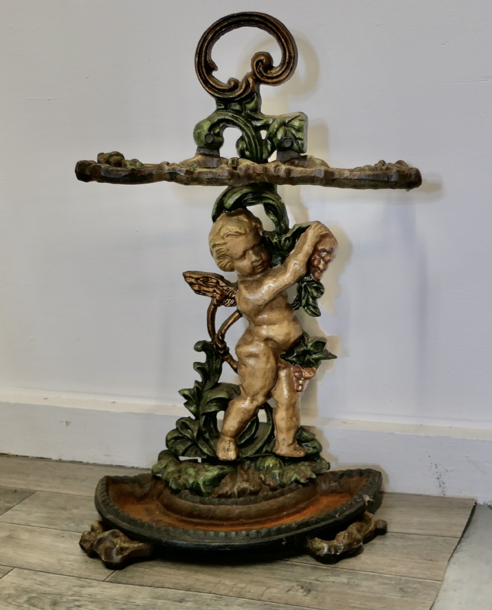 Cast Iron Cherub Umbrella or Stick  Stand