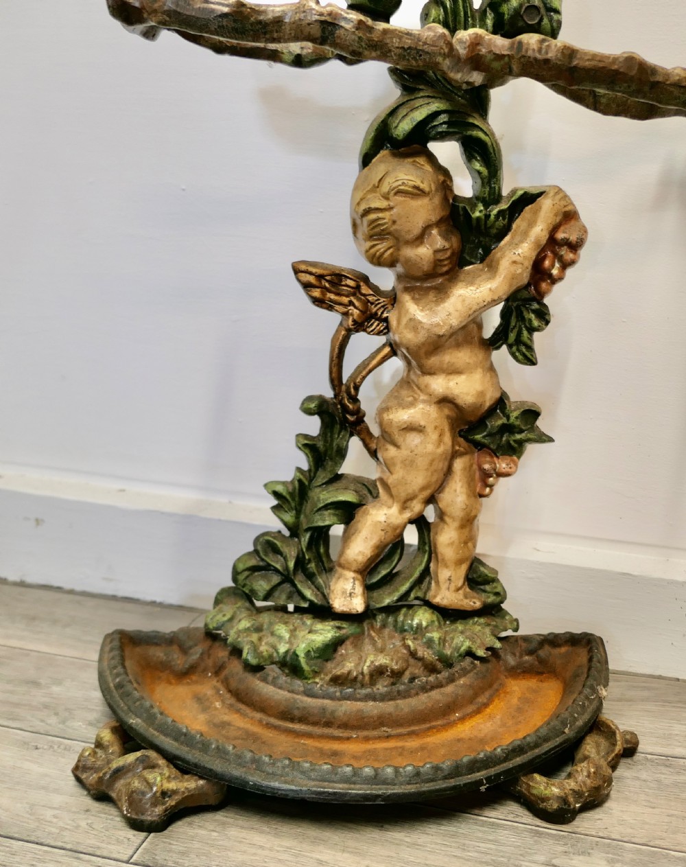 Cast Iron Cherub Umbrella or Stick  Stand View II