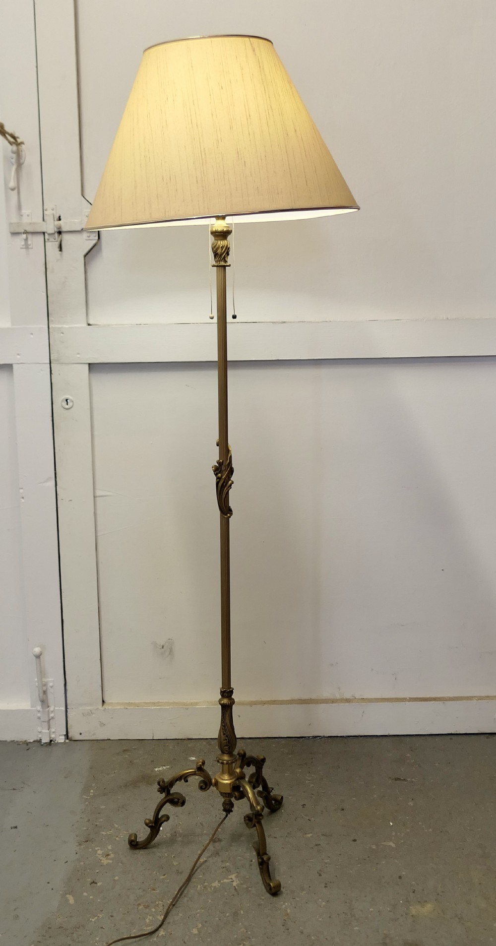 French Arts and Crafts Brass Floor Lamp Standard Lamp