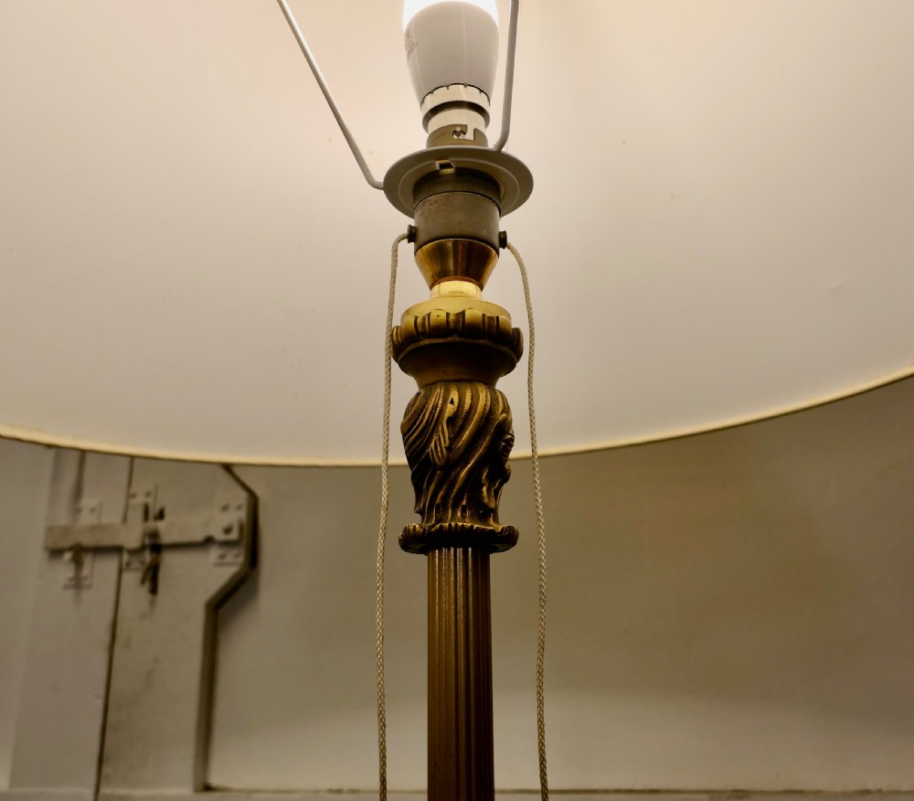 French Arts and Crafts Brass Floor Lamp Standard Lamp View V