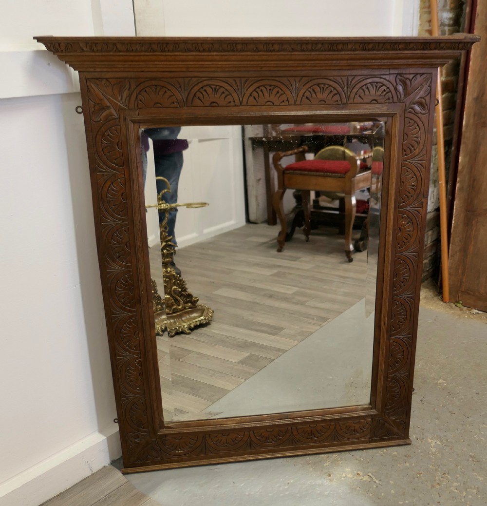 A Very Large Carved Oak Overmantel or Wall Mirror View II