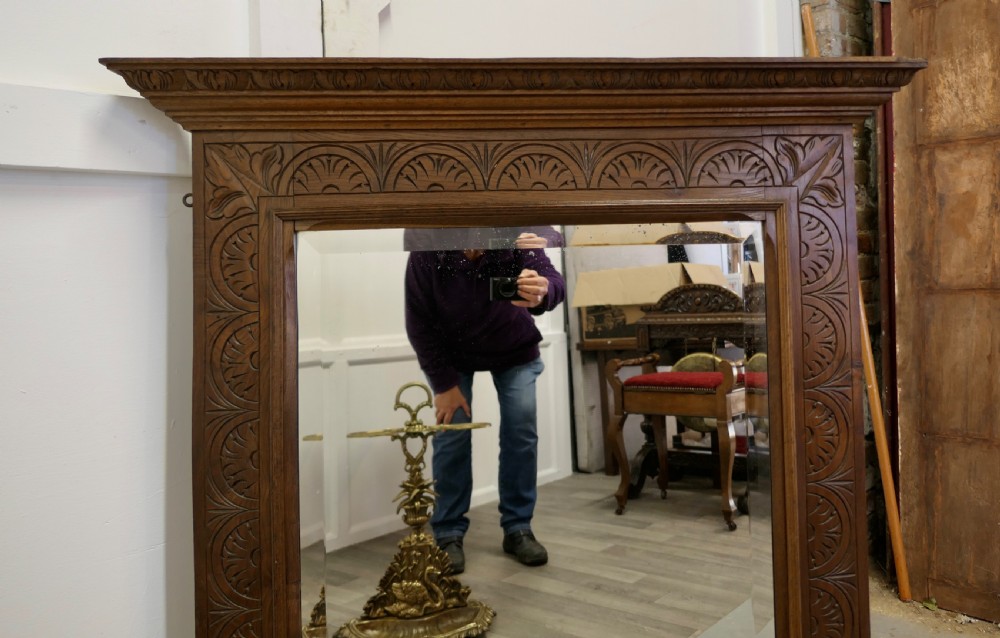 A Very Large Carved Oak Overmantel or Wall Mirror View III