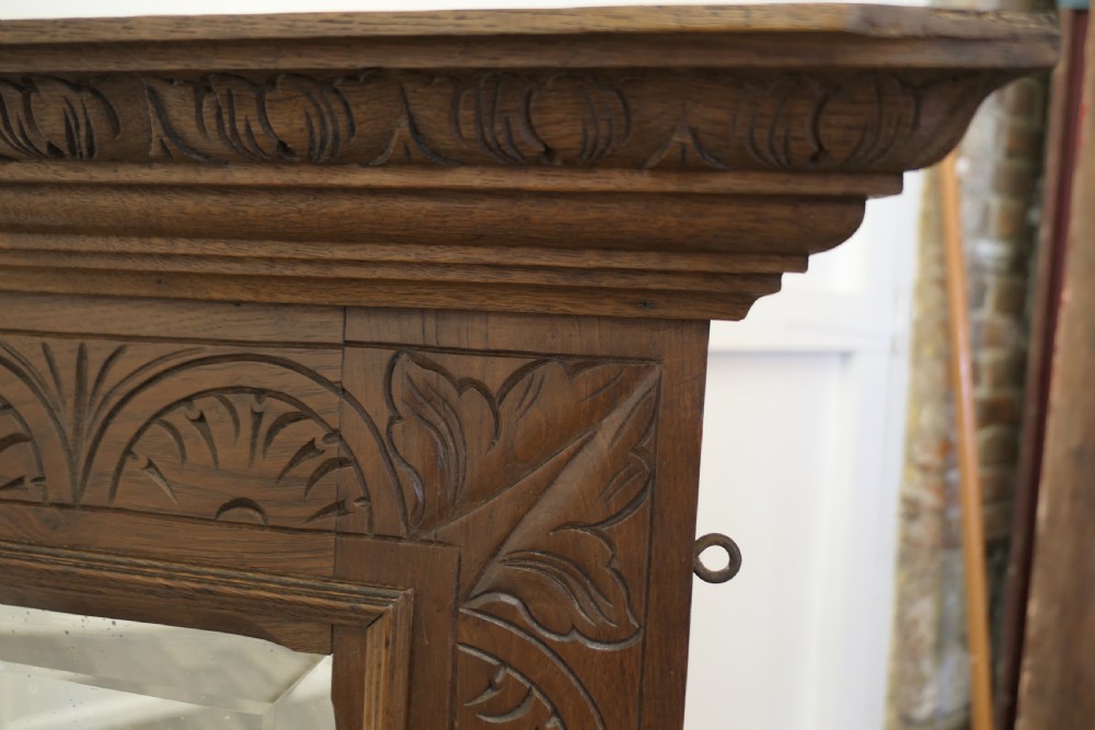 A Very Large Carved Oak Overmantel or Wall Mirror View V