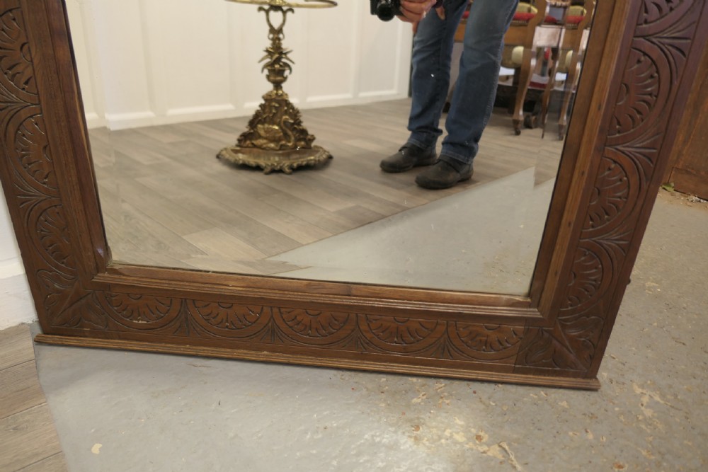 A Very Large Carved Oak Overmantel or Wall Mirror View VI