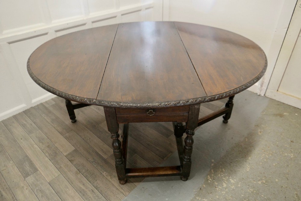 Large 18th Century Oak Gate Leg Dining Table View II