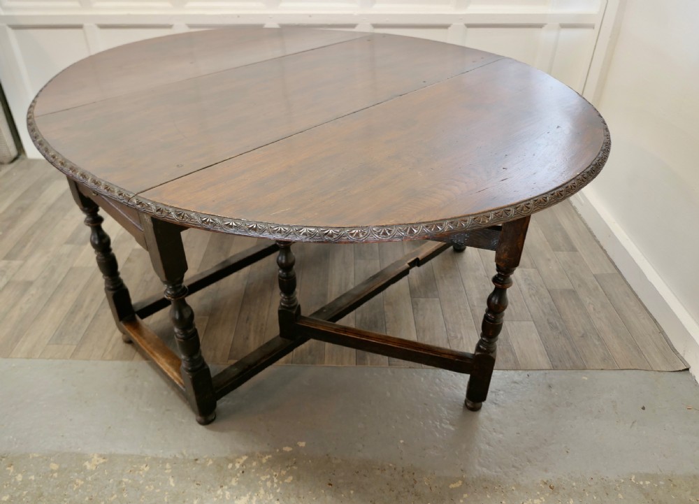 Large 18th Century Oak Gate Leg Dining Table View IV