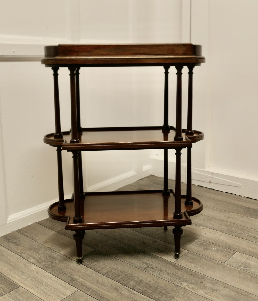 French Walnut 3 Tier Etagere or Occasional Table