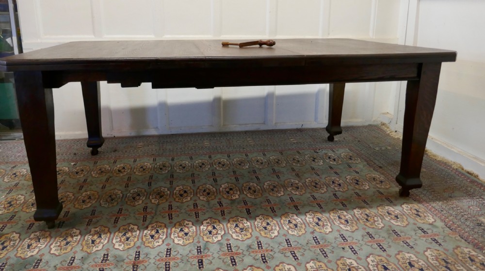 Victorian Arts and Crafts Oak Wind Out Table, Extending Dining Table  View V