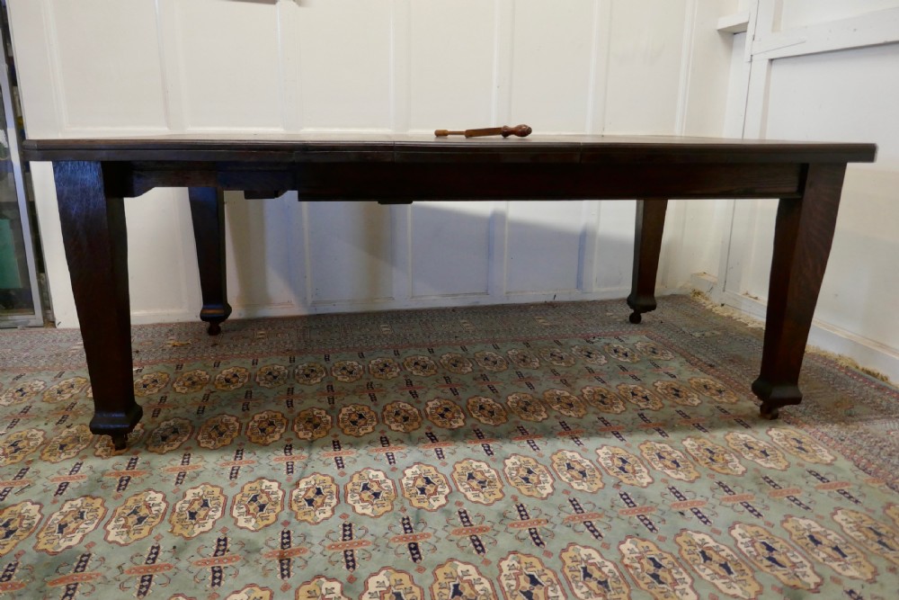 Victorian Arts and Crafts Oak Wind Out Table, Extending Dining Table  View VII