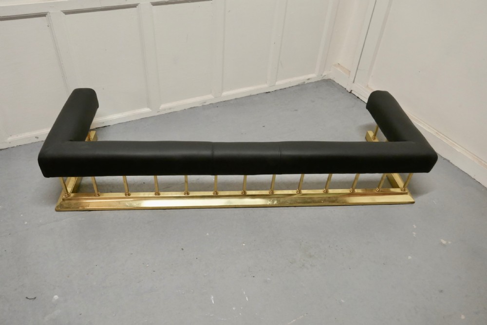 Large Brass and Black Leather Step Over Club Fender View II