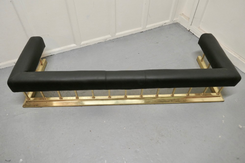 Large Brass and Black Leather Step Over Club Fender View III