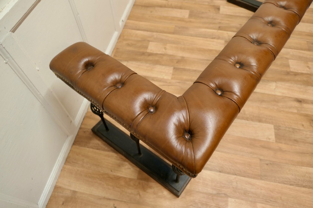 A Large Wrought Iron and Leather Club Fender View IV