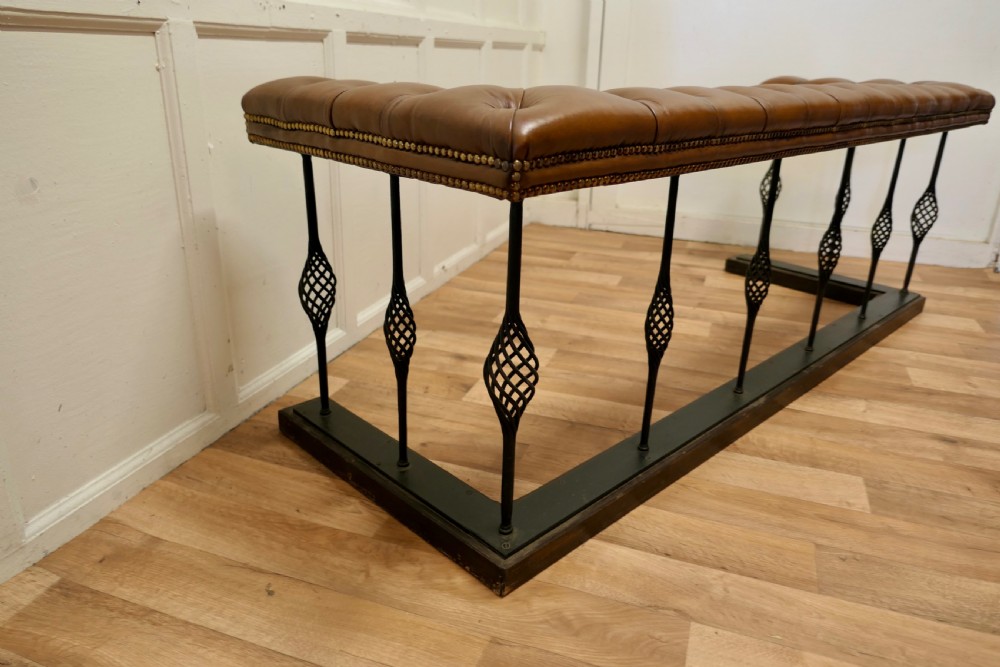A Large Wrought Iron and Leather Club Fender View V