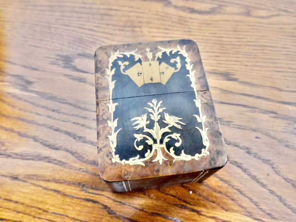 French Inlaid Playing Card Box with 2 Packs of  Cards