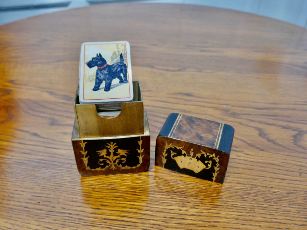 French Inlaid Playing Card Box with 2 Packs of  Cards View VI
