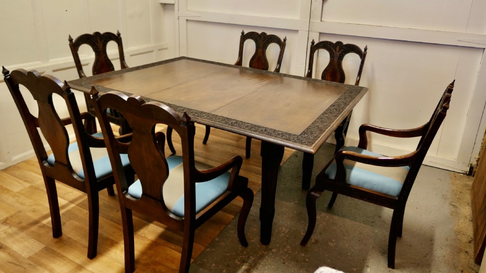 Carved Extending Table and 6 Matching Carver Chairs View III