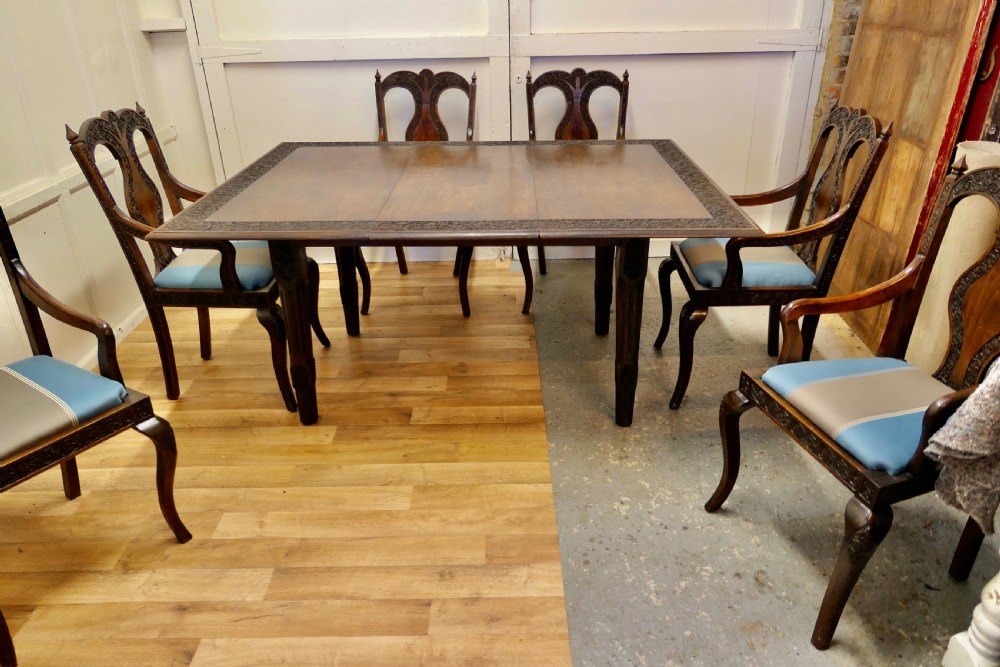 Carved Extending Table and 6 Matching Carver Chairs View IV