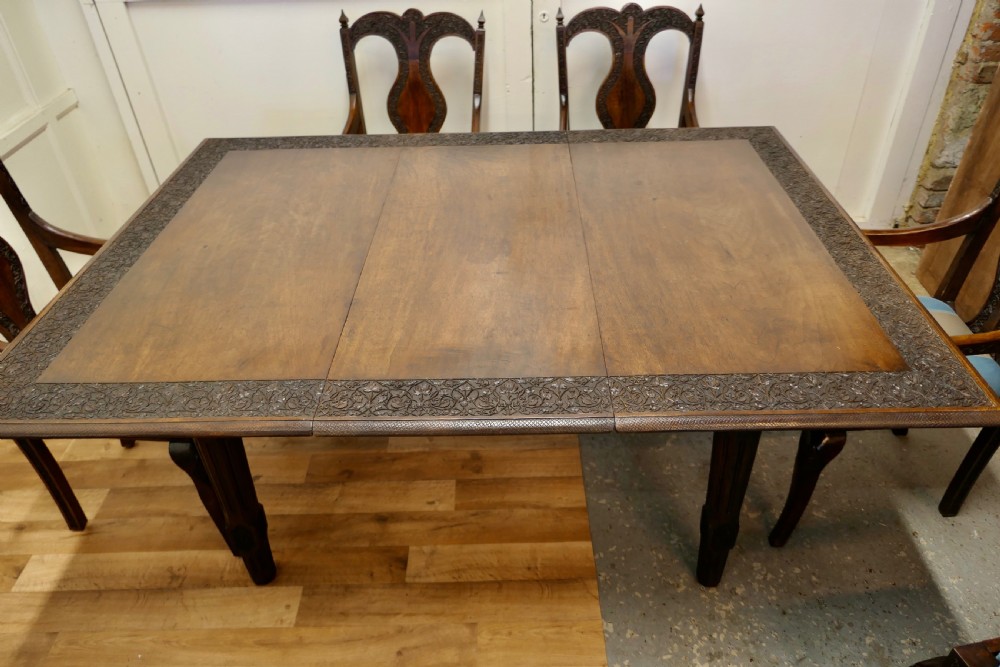 Carved Extending Table and 6 Matching Carver Chairs View VI