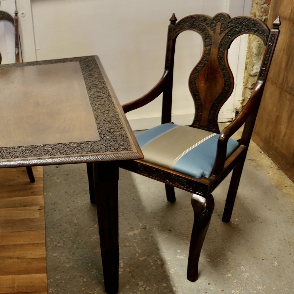 Carved Extending Table and 6 Matching Carver Chairs View IX