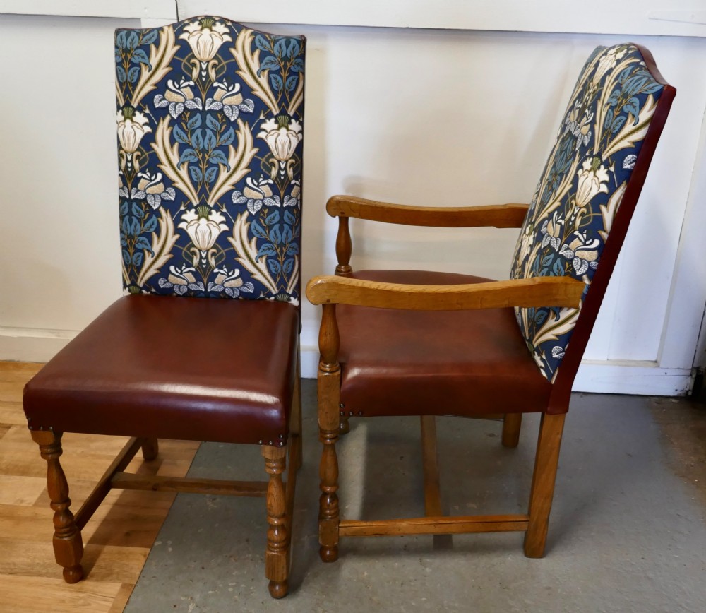 A Set of Eight Arts & Crafts Golden Oak Dining Chairs  View V
