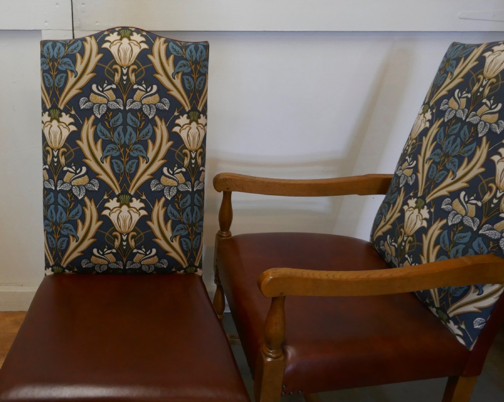 A Set of Eight Arts & Crafts Golden Oak Dining Chairs  View VI