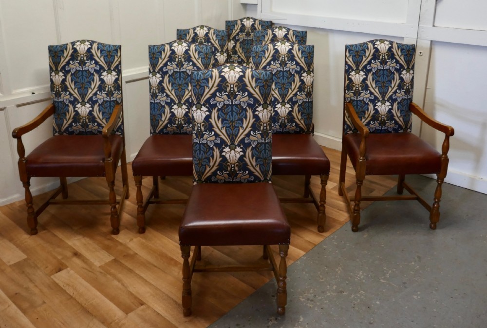 A Set of Eight Arts & Crafts Golden Oak Dining Chairs  View VIII