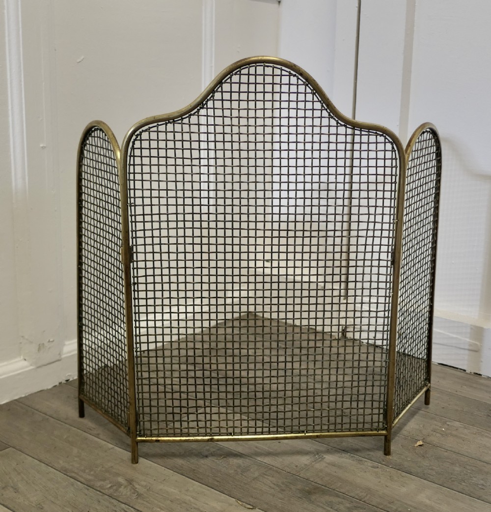 19th Century Folding Brass Fire Guard 