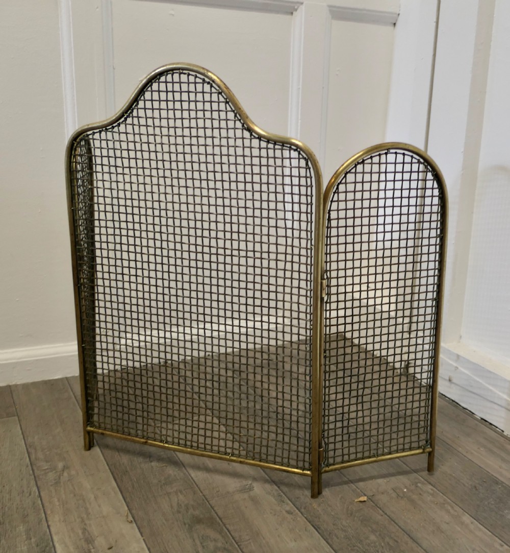 19th Century Folding Brass Fire Guard  View III