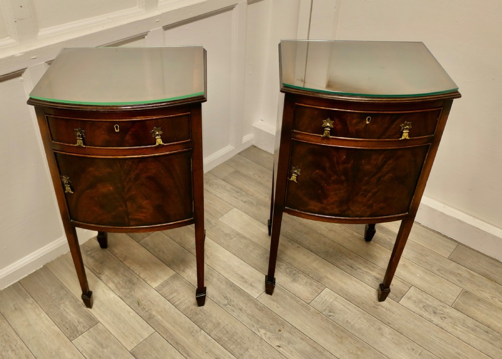  A Beautiful Pair of Flame Mahogany Bedside Cupboards   View II