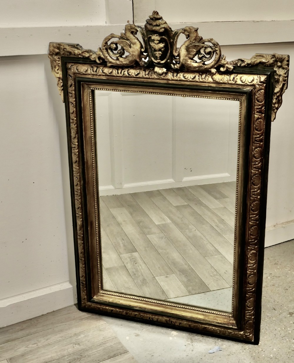 French Napoleon III Gilt Wall Mirror, Dragon Crest  View II